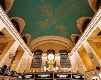 Grand Central Station Clock and Ceiling, NYC Photography, New York City Wall Art, Train Station, Big Apple, I Love New York, Constellations