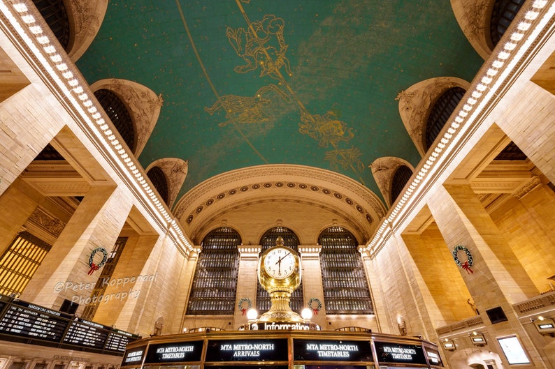 Grand Central Station Clock and Ceiling, NYC Photography, New York City Wall Art, Train Station, Big Apple, I Love New York, Constellations Color