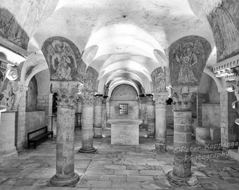 Ancient Roman Crypt Notre Dame de Bayeux Cathedral, French Medieval Gothic Fine Art Home Wall Decor, Paris Lover Gift for Dad