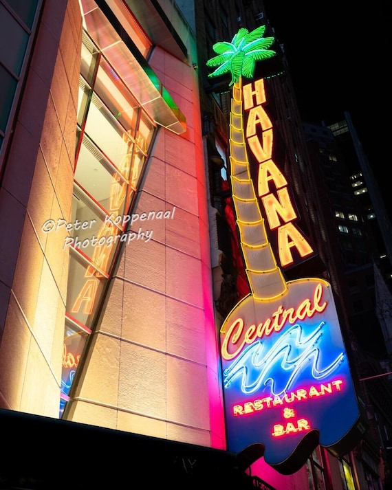 Havana Central Bar Neon Sign, Cuban Latin Restaurant, Palm Tree