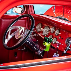 1932 Ford Coupe Roadster Photograph, V8 Red Hotrod V-8 Classic Car Wall Decor, 1930 Vintage Automotive Emblem, Car Lover Gift