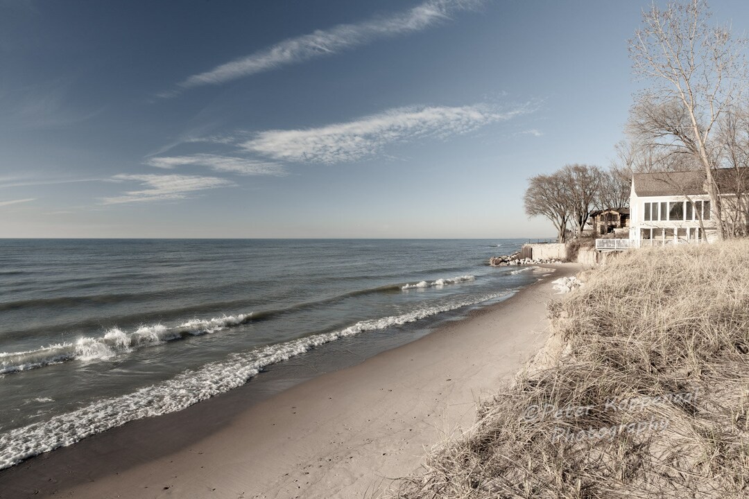 Lake Michigan Beach House, Clouds Dune Grass Print, BOHO Modern Country ...