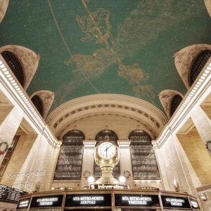 Grand Central Station Clock and Ceiling, NYC Photography, New York City Wall Art, Train Station, Big Apple, I Love New York, Constellations Modern Wash