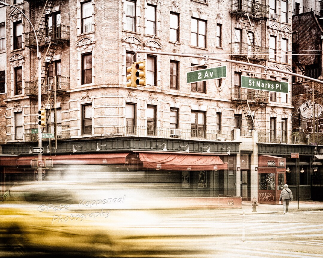 St Marks Place 2nd Avenue Street Sign, East Village Taxi