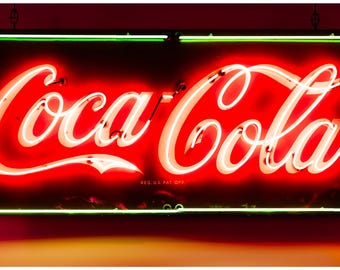 PRINT ONLY: Coca-Cola Neon Sign, Vintage Coke Sign Photography, Coca Cola