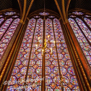 Sainte Chapelle Stained Glass Windows, Paris Photography, French Cathedral Chapel Gothic Church, I Love Paris Bedroom Decor Wall Art