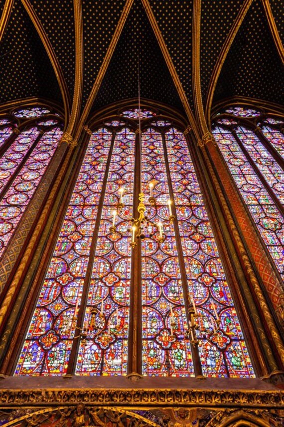 Sainte Chapelle Stain Glass Window Photography Cathedral Architecture Photo French Church France Fine Art Print Paris Lover Gift For Her