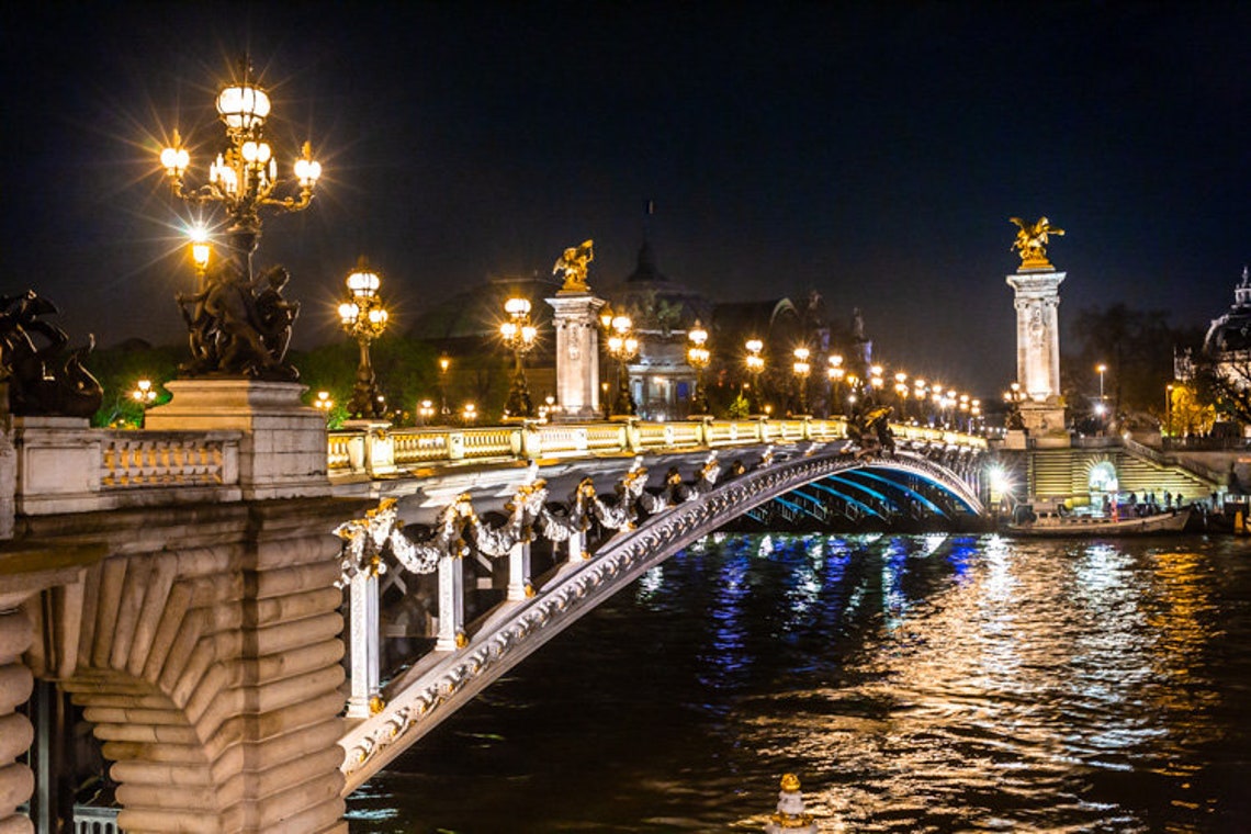 Pont de la Concorde Paris Concorde Bridge at Night Fine Art | Etsy