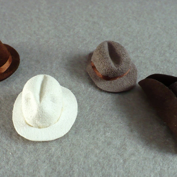 Dollhouse Men's Hat Collection 4 pieces cowboy homburg tricorn pilgrim SECONDS historical 1-12 scale miniature ultrasuede