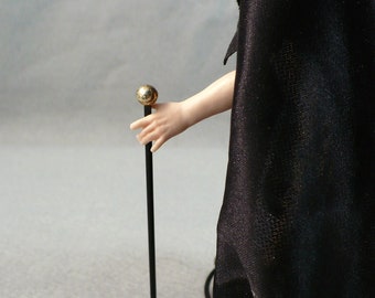 Walking Stick Sterling Silver Ball Handle dollhouse miniature gentleman accessory Victorian Lord Werewolf hunter Medieval Gothic