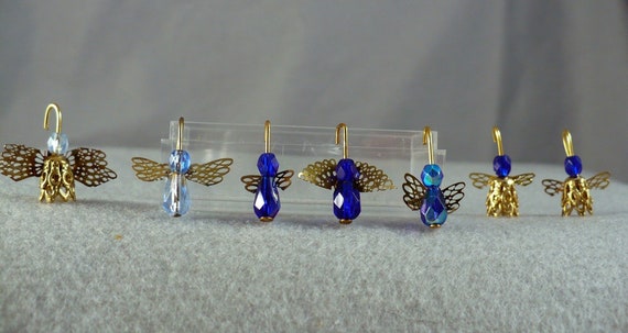 Blue Angel Ornament 1-12 scale dollhouse miniature Christmas tree decoration handmade faceted glass brass delicate Christmas Holiday scene