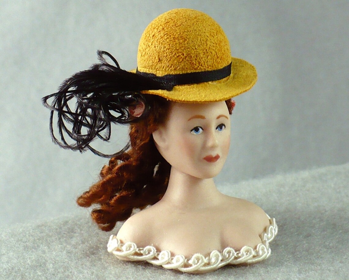 Bowler Miniatur Hut für die Lady Puppe gold und schwarz Strauß | Etsy