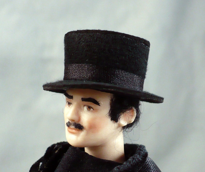 1//12 Dollhouse Miniatures Gentleman Bowler Hat Accessory Decoration Black
