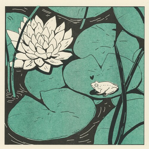 Risograph Print of a Frog on a Lily Pad Black and Teal 8.5x11 - Etsy