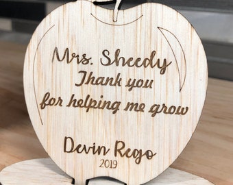Personalized Teacher Thank You Gift | Teacher Appreciation Desk Decoration | Handcrafted Wooden Apple