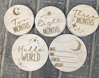 Baby Shower gift, Photo Prop, Blanket Milestone, Month Marker, Milestone Cards ,Baby Milestone, Moon & Stars Milestones, Nursery Milestone