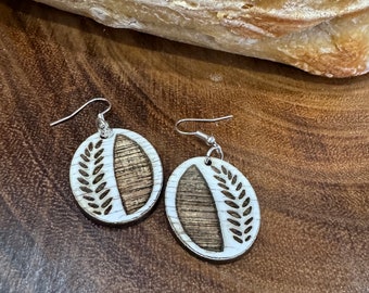 Sourdough Earrings, Wooden Earrings, Sourdough, Lightweight earrings from Wood,Hypoallergenic, Lightweight