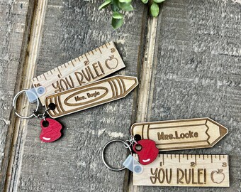 Teachers Keychain | Handcrafted Wooden Teachers Thank You Sign | Teacher Appreciation Gift