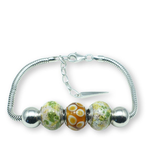 Verona Sterling Silver Murano Glass Charm Bracelet