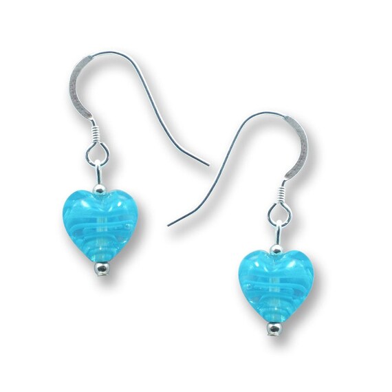 thumbnail image 2 of Glass Of Venice Murano Glass Heart Earrings - Handmade Sky Blue Italian Jewelry 2 of 9