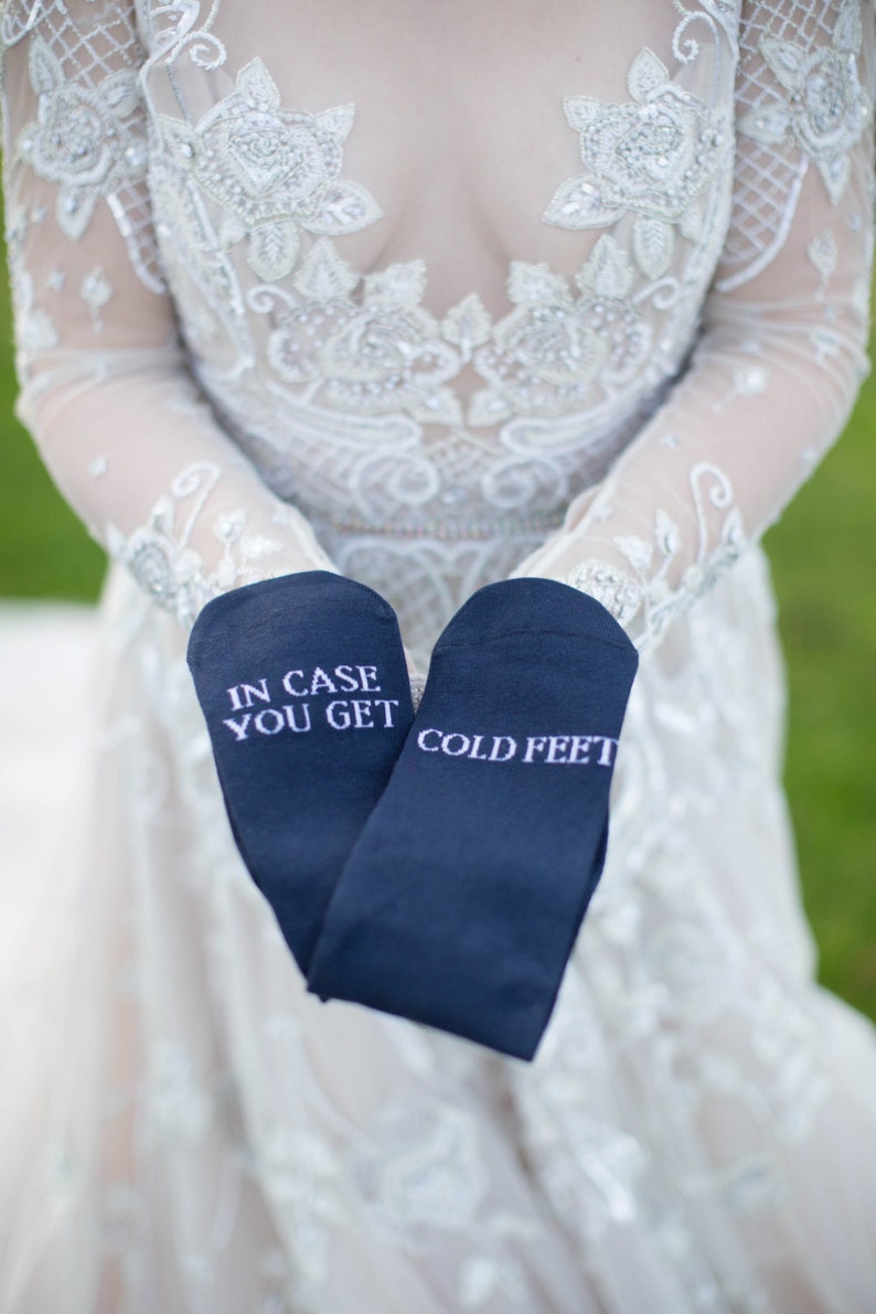 Navy blue wedding in case you get cold feet grooms socks | Etsy