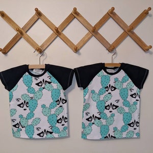 Cactus and Raccoon Raglan Short Sleeve Tee
