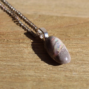 Genuine Mexican fire opal stone pendant, with silver bale on a silver delicate chain necklace