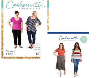 Cashmerette Curvy & Plus Sizes - Concord T-Shirt Pattern - Sizes 12-28 or 0-16 Cup Sizes C/D, E/F, G/H