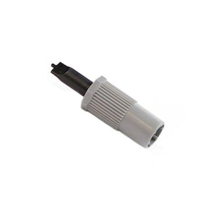 May include: A gray and black tool with a ridged, cylindrical handle and a black, angled tip. The tool appears to be made of plastic and metal, and is designed for a specific purpose.
