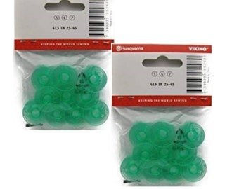 Viking Husqvarna Green Bobbins – Set of 10, Categories 5, 6, 7