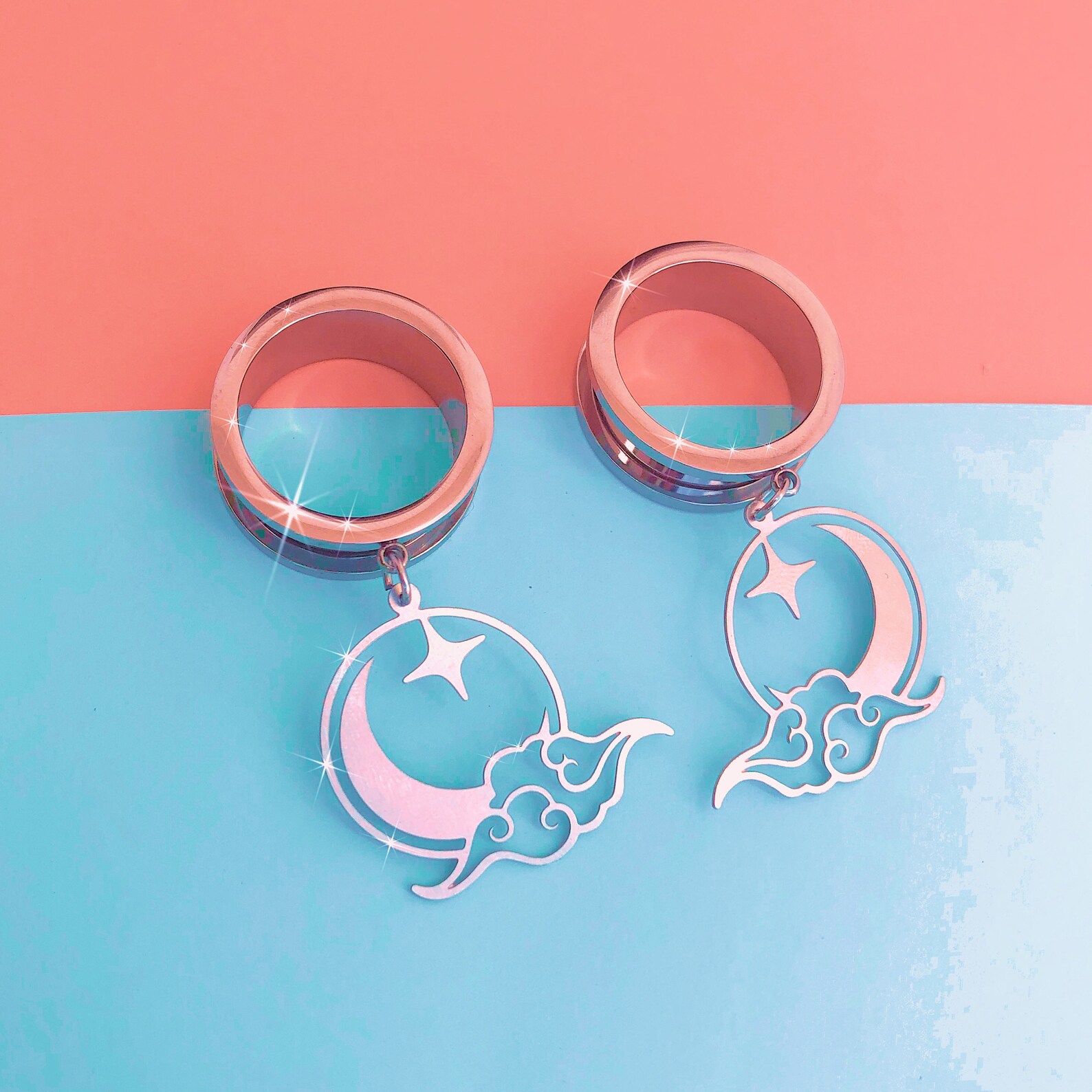 Screw Back Tunnels Silver Stainless Steel Kawaii Elegant Etsy