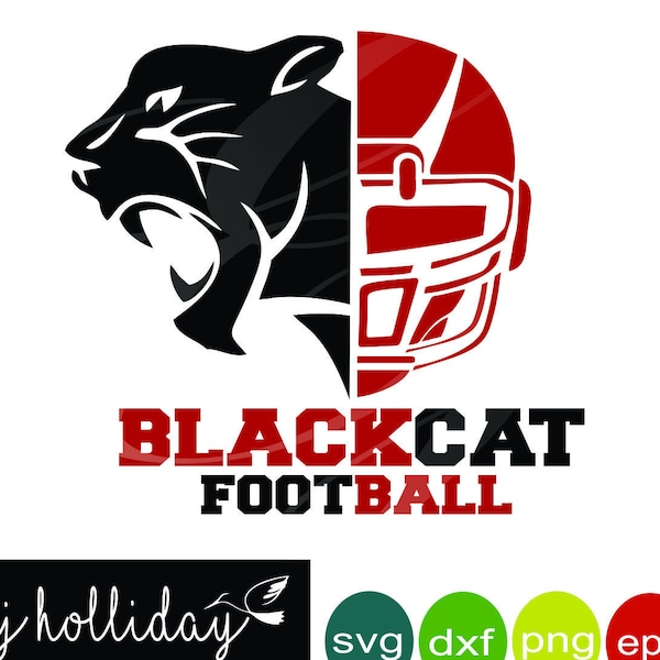 Blackcat and Helmet Football 19 svg dxf eps png jpeg jpg Digital Cutting Design Instant Download