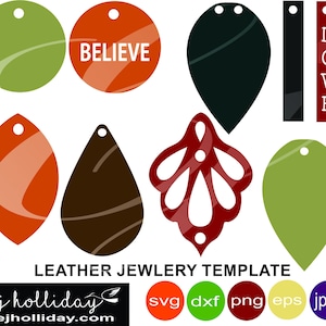 leather jewelry template for earrings necklaces svg eps png dxf jpeg jpg digital cutting file