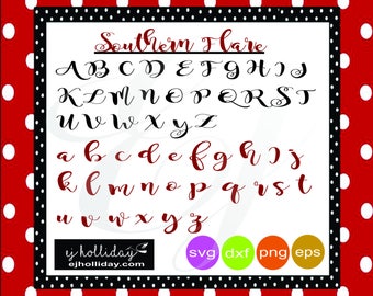 Southern Flare Font svg dxf eps png Digital Cutting File alphabet upper and lower case