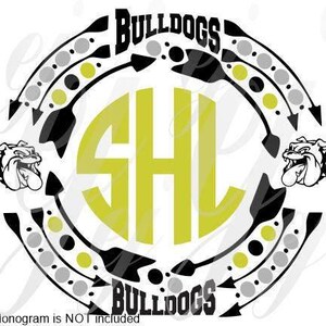 MP Bulldogs Monogram Frame SVG EPS Dxf Gif Pdf Jpg Png Digital Cutting Design Vector Image Graphic Sports Arrows polka dots School Macsot