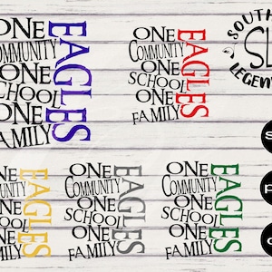 Eagles One Community One School One Family Bundle svg png dxf Digital Cutting Design