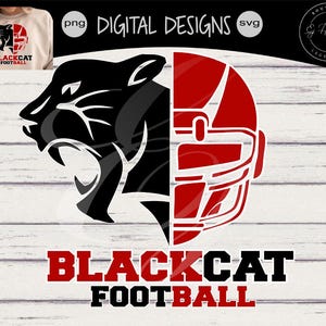 Blackcat Football Helmet Favorite School Team Mascot svg png  Digital Design Instant Download