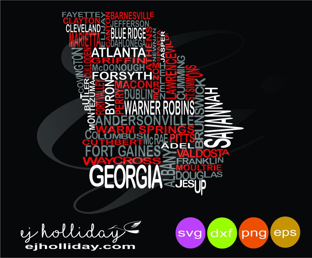 Georgia Cities Word Wall Svg Dxf Eps Png Digital Cutting - Etsy