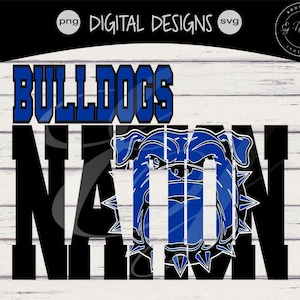 Bulldog Nation Team Mascot |  Knockout| Royal Blue svg| png| Digital Design |Instant Download | Baseball | Football | Basketball | Soccer