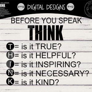Before you speak think Svg Png, true Svg, helpful Svg, inspiring Svg,necessary Svg, is it kind Svg, Commercial Use