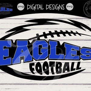 Eagles Football Layered Knockout high school svg png Digitial Cutting Design Favorite School Team Mascot Royal Blue