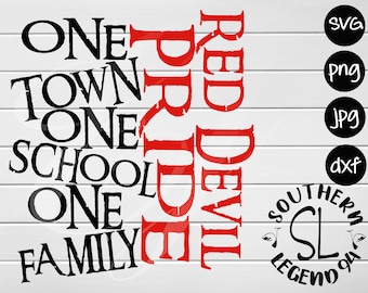 Red Devil Pride one town One school One family svg png dxf jpg Digital Cutting Design
