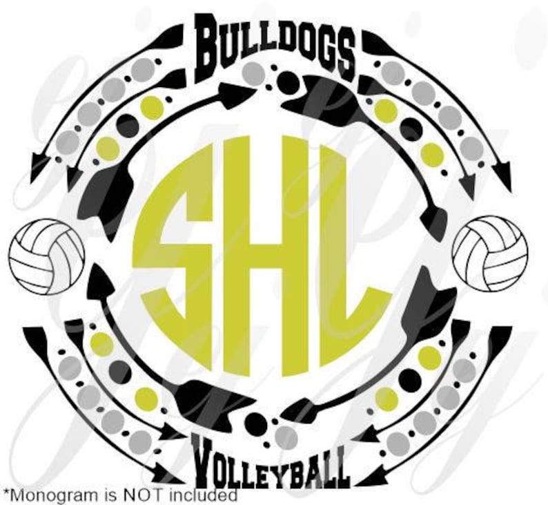 Download Bulldogs Volleyball Monogram Frame SVG EPS Dxf Gif Pdf Jpg Png | Etsy