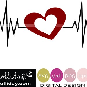 Heart Beat Valentine eps svg dxf png jpg jpeg Instant Digital Cutting Files