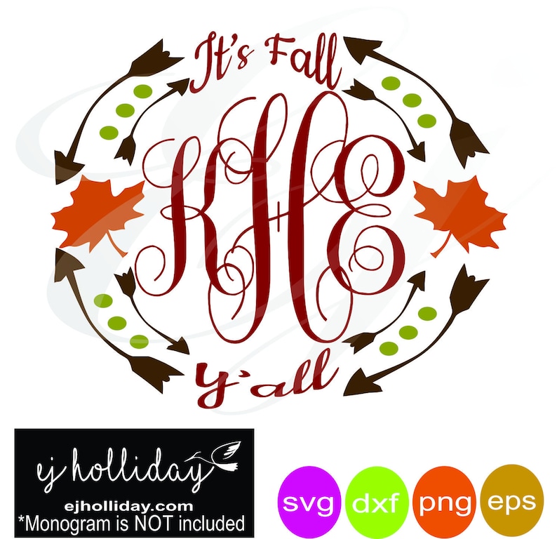 Download It's fall y'all double leaves monogram frame svg dxf | Etsy