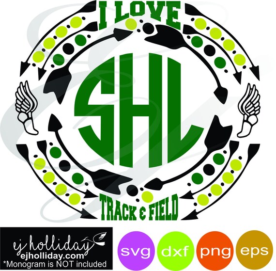 I Love Track And Field Monogram Sports Frame Svg Dxf Eps Png Etsy