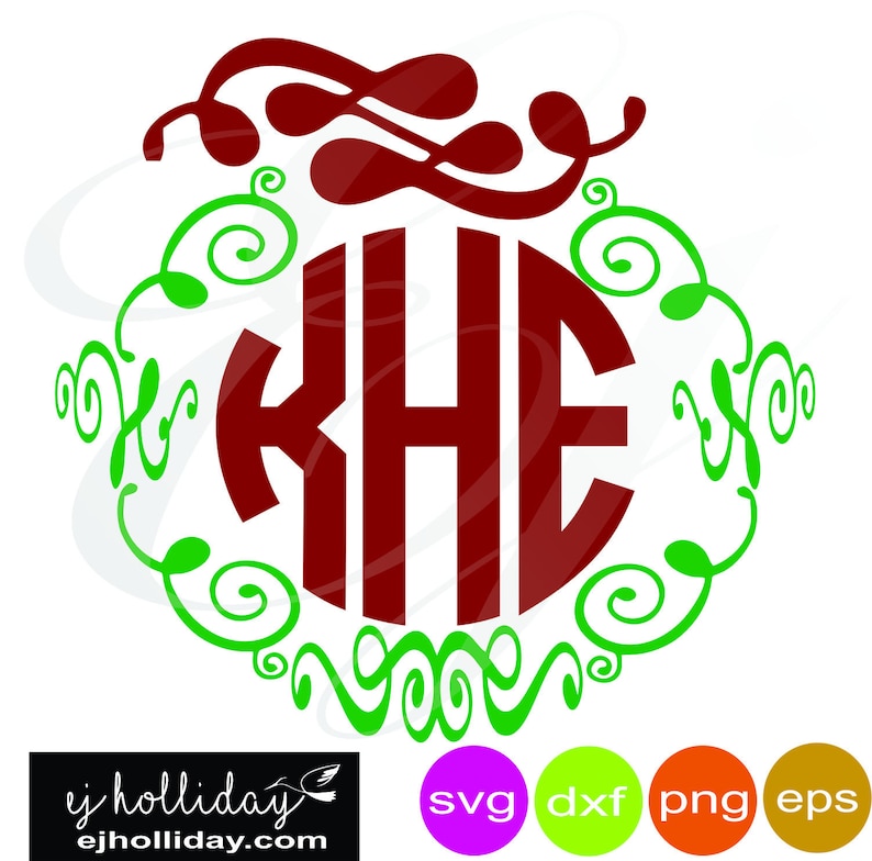 Download Christmas Monogram Wreath svg dxf eps png Digital Cutting ...