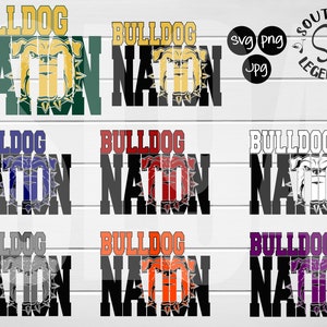 Bulldog Nation 8 Set Bundle svg dxf png Digital Printing and cutting Design Instant Download Vector File Graphic