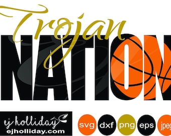 Trojan nation basketball Knockout  svg eps dxf png jpeg jpg Digital Cutting Design Instant Download Vector File Graphic Design