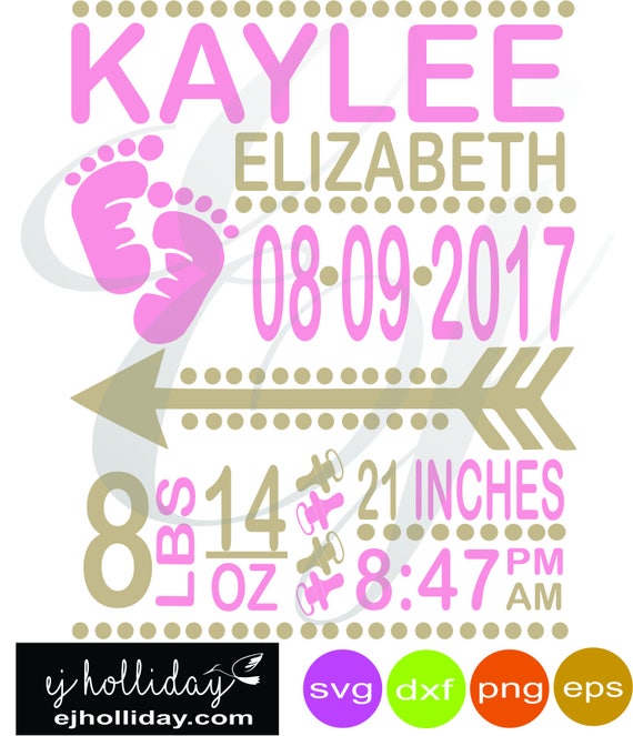 Download Baby Girl Birth Announcement svg dxf eps png Digital ...